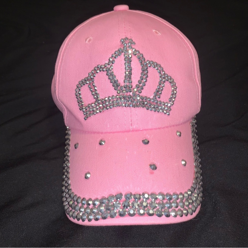 Y2K princess crown studded pink hat